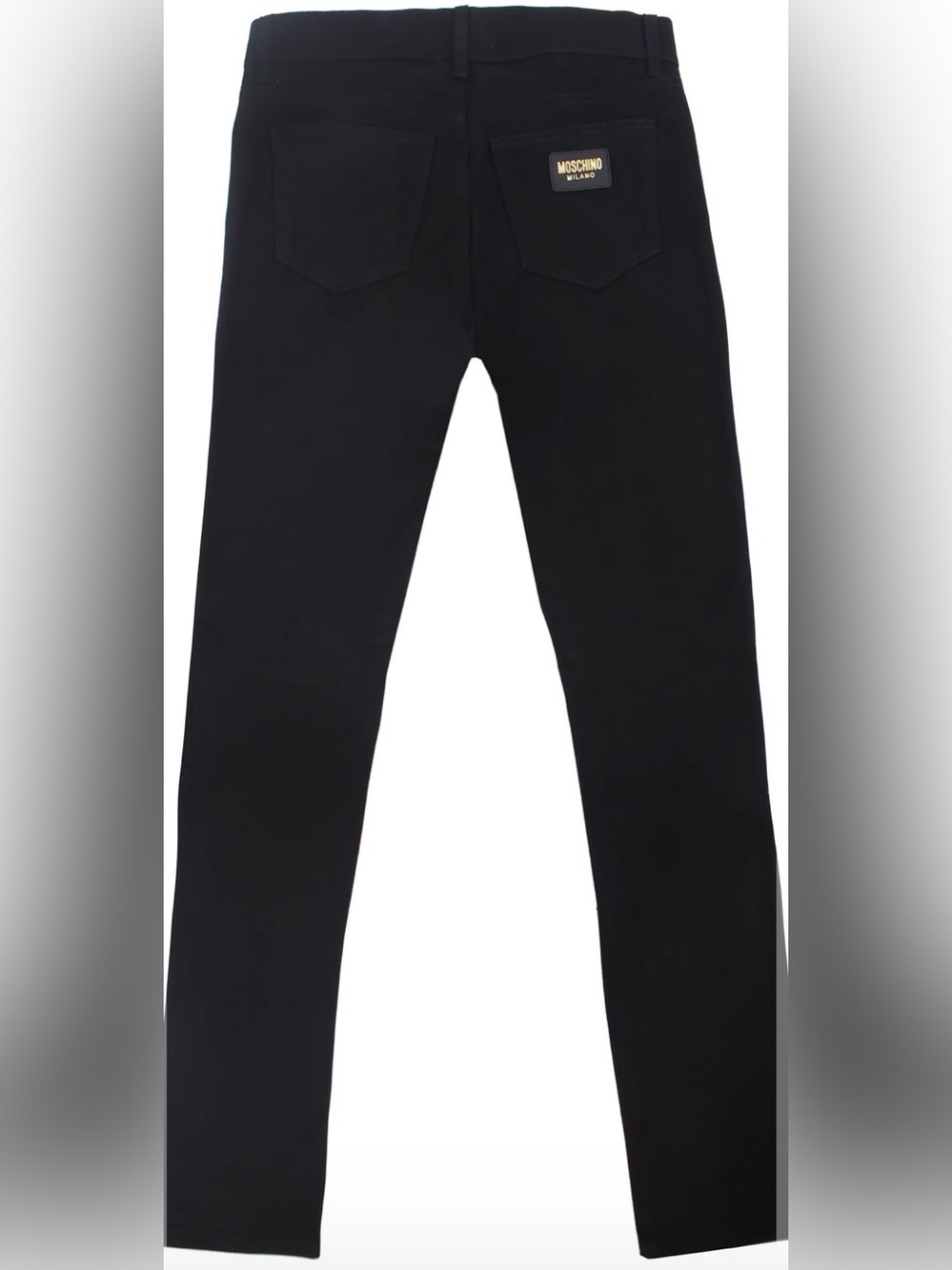 Moschino Black Slim Men's Jeans with Gold Logo Patch